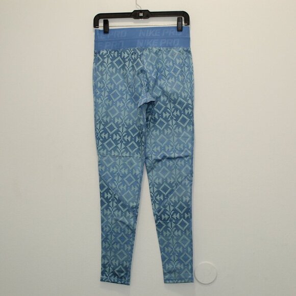 Nike Pro Women’s Hyperwarm Leggings Size Medium Blue Nordic Print - Picture 6 of 8